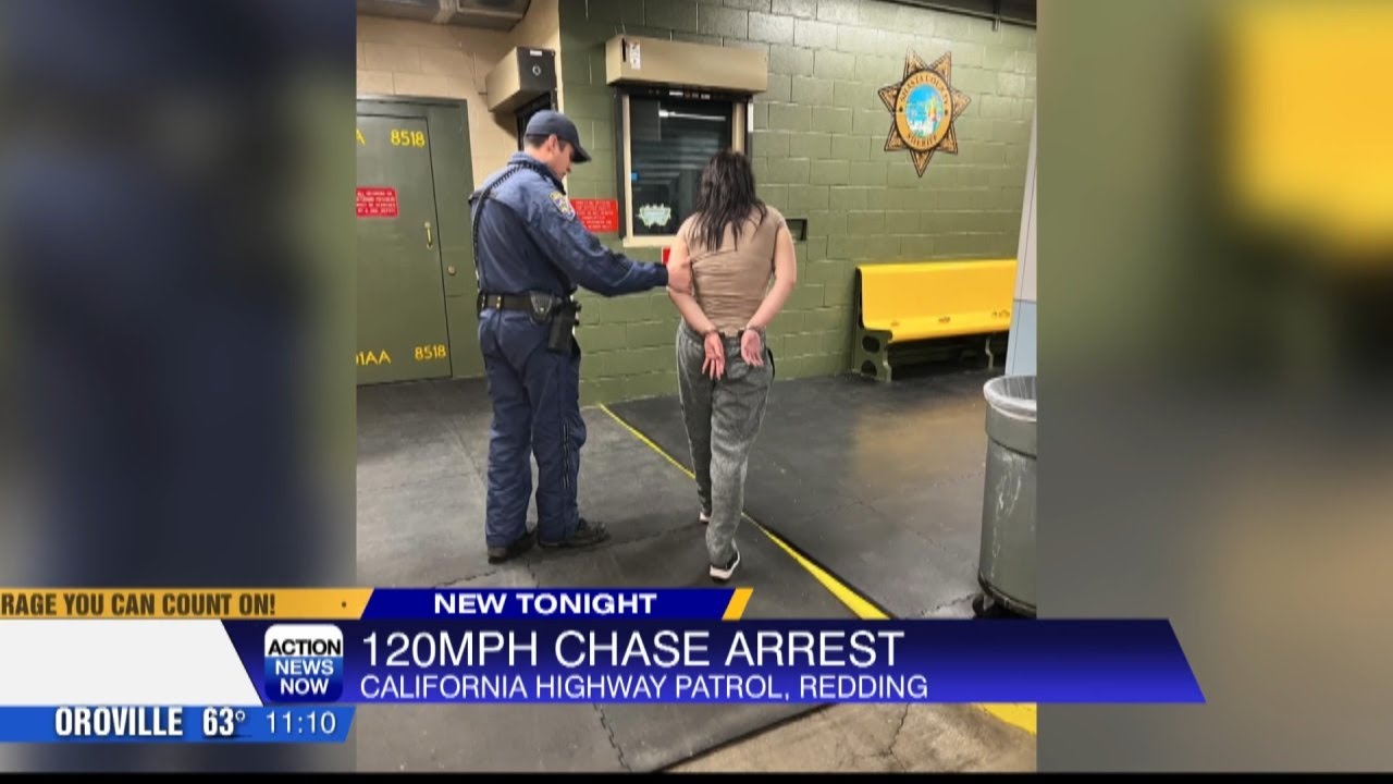 Woman arrested after leading officers on 120 mph chase in Redding - YouTube