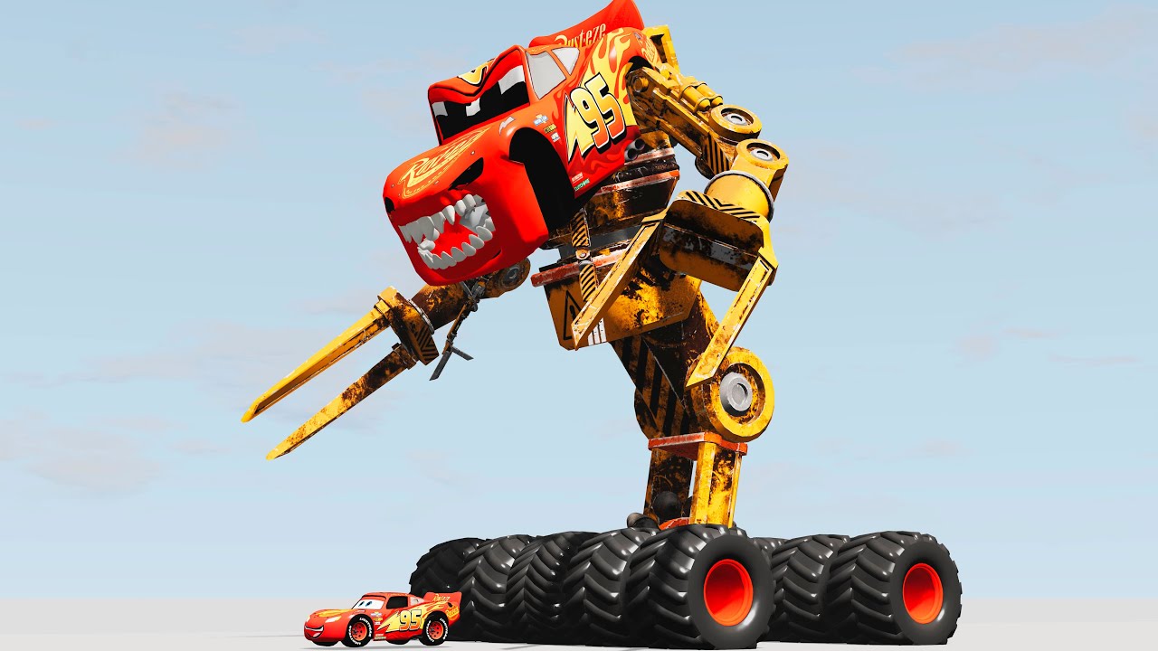 Гигантский грузовик FALD TRUCK McQueen Eater против Cars Lightning McQueen Escape From Monster Be...