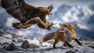 Golden Eagle vs Red Fox: The Battle for a Mountain Peak Captured in 4K