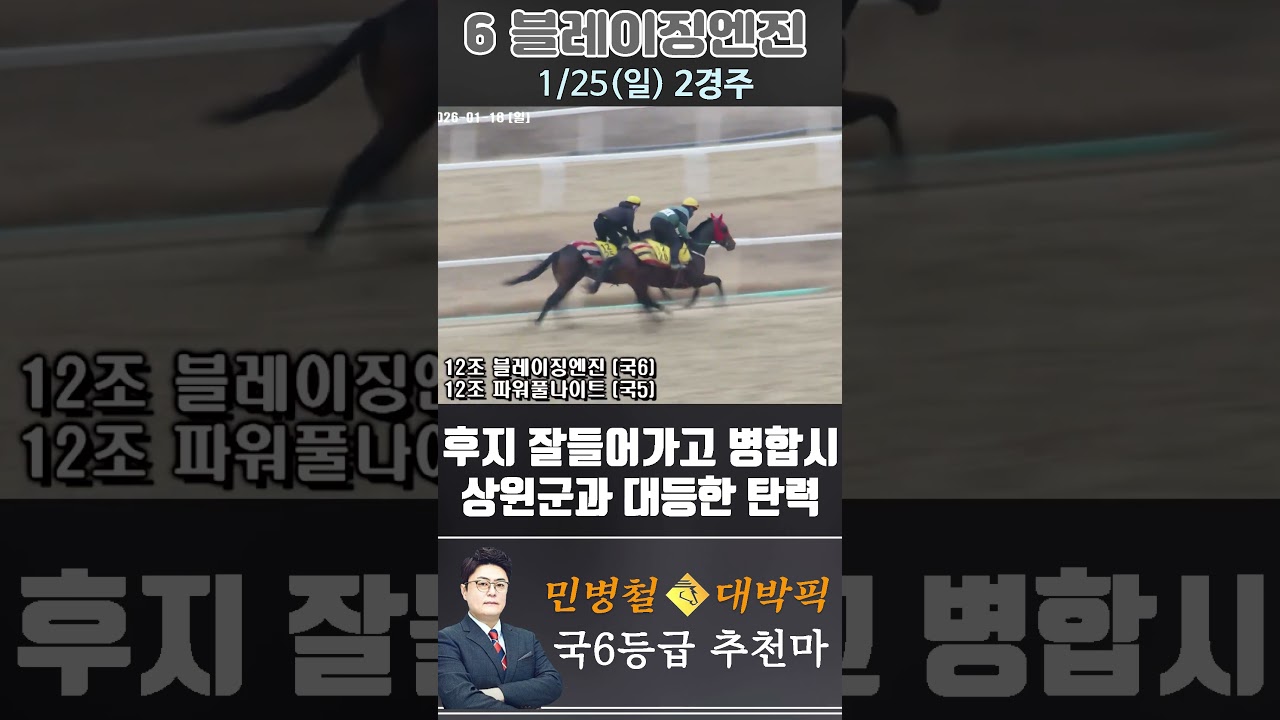 [서울 경마] 민병철 대박픽 2026년 1월 25일 일요 2R 추천마3 #경마 #horse #한국마사회 #automobile #하이라이트 #riding #뉴스 #equestrian