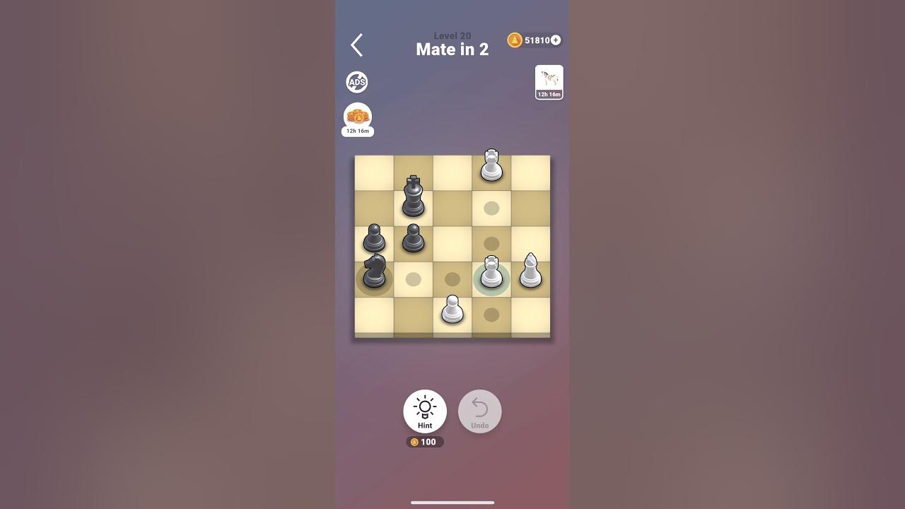 Pocket chess zebra event level 20 matein2 chess game youtube