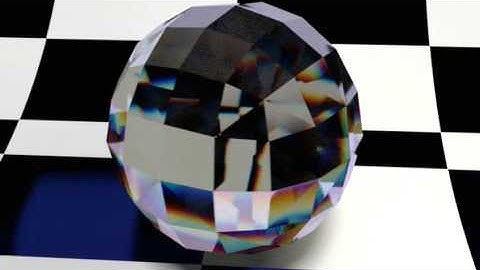 Blender cycles "Diamond Shader" Crystal sphere on checkerboard enlarged to  848x480