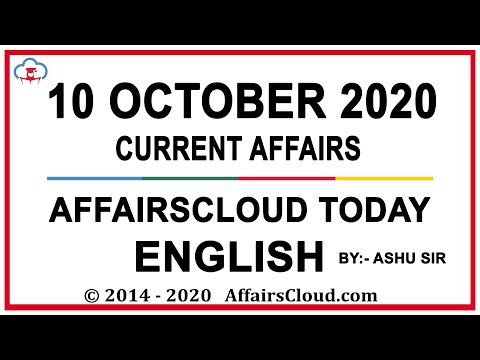Current Affairs 10 October 2020 English | Current Affairs | AffairsCloud Today for All Exams