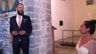 Husband singing to his wife at wedding ceremony Content