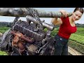 The Genius Girl’s Challenge: Restoring a Car Engine from the Scrap Yard