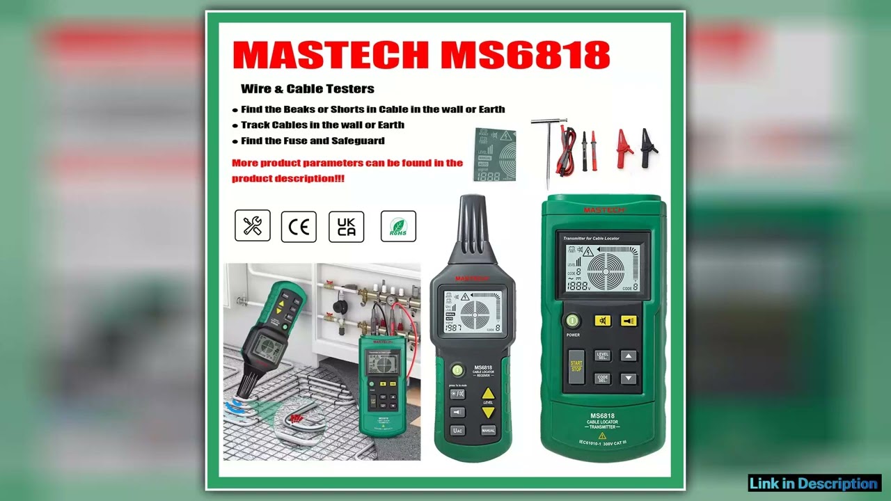 MASTECH Portable Professional Wire Cable Testers MS6818 Wire Cable Tracker Metal Pipe Locator Detec