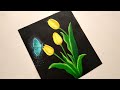 How to paint tulip flowers with a glowy butterfly  acrylic painting for beginners