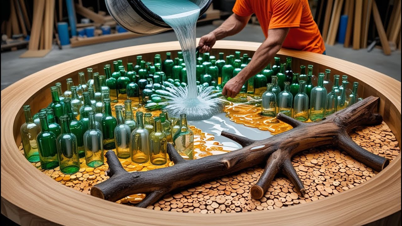 Repurposing Tree Branches & Glass Bottles || Transforming Them into a Luxurious Epoxy Table