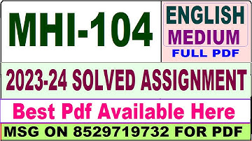 mhi 104 solved assignment 2023-24 || mhi 104 solved assignment 2024 in English || ignou mhi104 2024