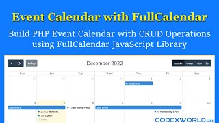 PHP Event Calendar with CRUD Operations using FullCalendar JS Library