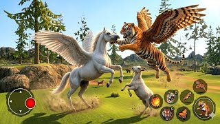 Realistic Flying Tiger vs Pegasus Horse Fight Simulator 3D | Epic Animal Battle Gameplay screenshot 5