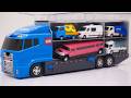 トミカ☆ミニカーを開封してコンボイへ収納!最後は水中緊急走行テスト! Tomica cars unboxed and stored in convoy → driving test
