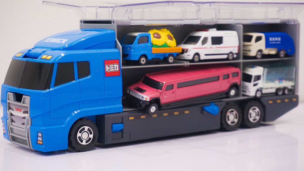 トミカ☆ミニカーを開封してコンボイへ収納!最後は水中緊急走行テスト! Tomica cars unboxed and stored in convoy → driving test