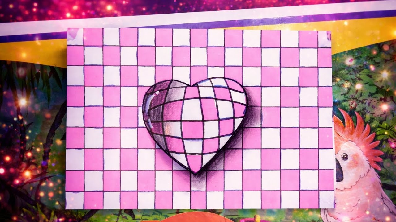 Amazing 3D Heart Drawing ❤️ | Easy Grid Illusion Art Tutorial Step by Step