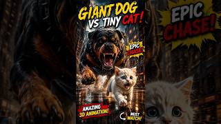Giant Dog vs Tiny Cat 😨🐶 | Epic 3D AI Chase Animation #shorts #viral #3danimation #ai