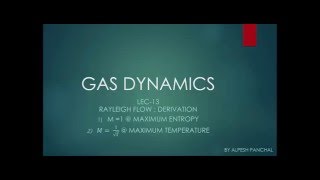 Rayleigh Flow : Proof of M=  1/√γ Wealth