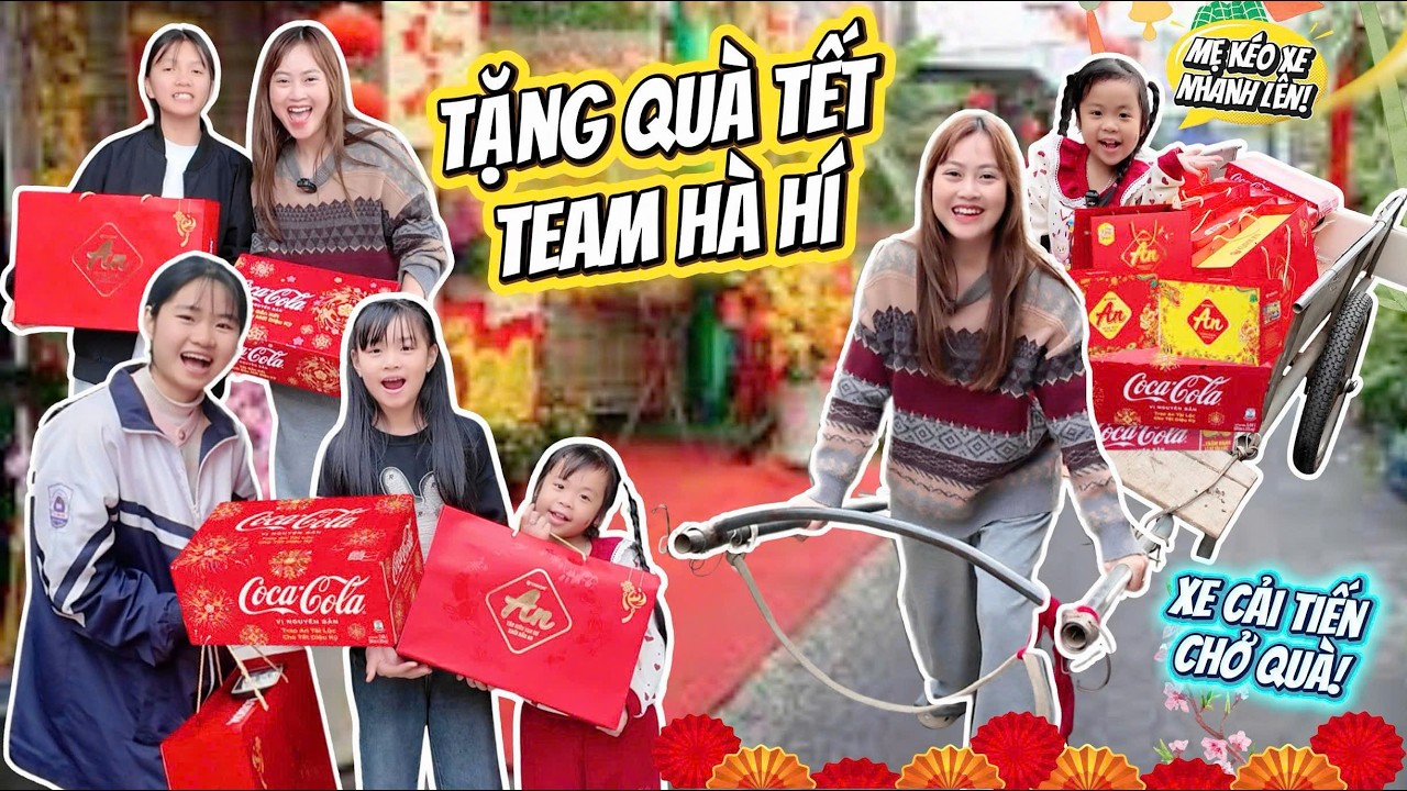 Mẹ Hà Hí Và Mint Vy Bất Ngờ “Đột Kích” Kéo Xe Quà Tết Tới Từng Nhà Team Hà Hí Tặng Quà Chúc Tết