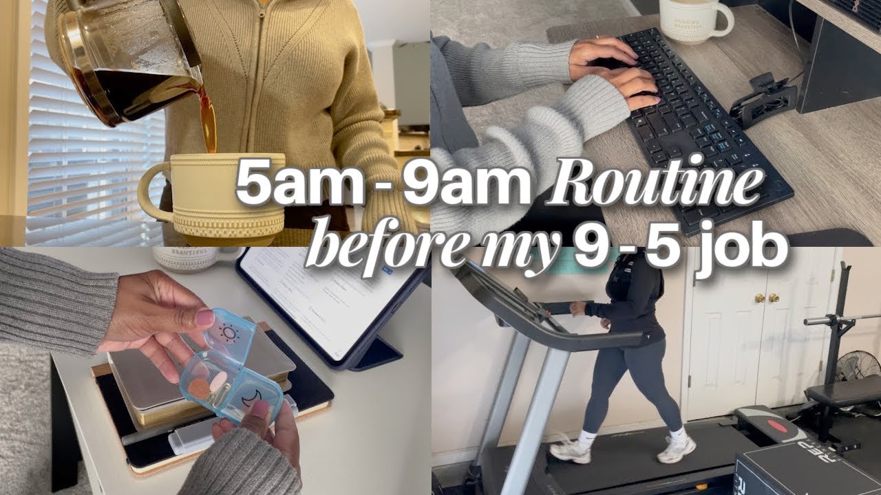 ⛅️ 5AM-9AM Morning Routine Before My 9-5 [silent vlog] | WFH mom