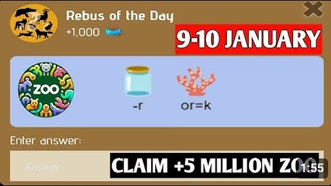 Rebus Of The Day Zoo 9 January | Zoo Rebus Of The Day | Riddle Of The Day Zoo 9 January
