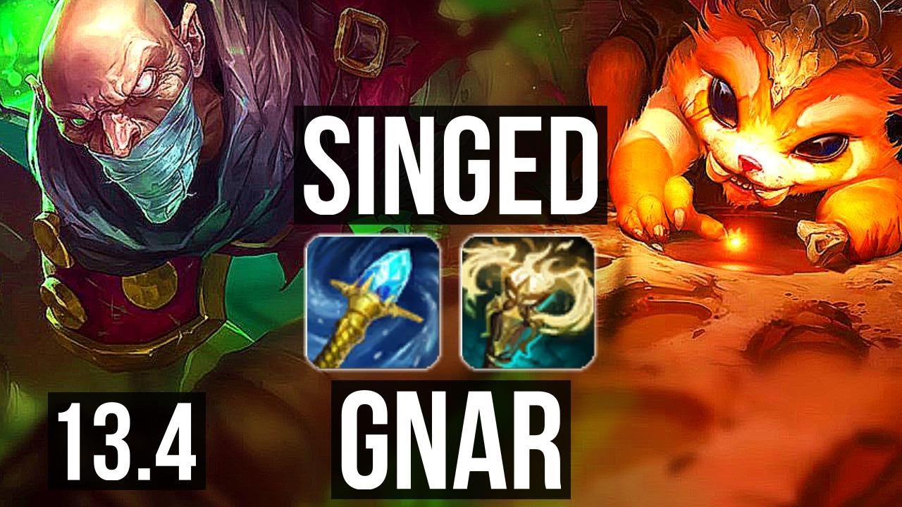 SINGED vs GNAR (TOP) 3/0/9, 2.5M mastery, Rank 6 Singed, 900+ games KR Grandmaster 13.4