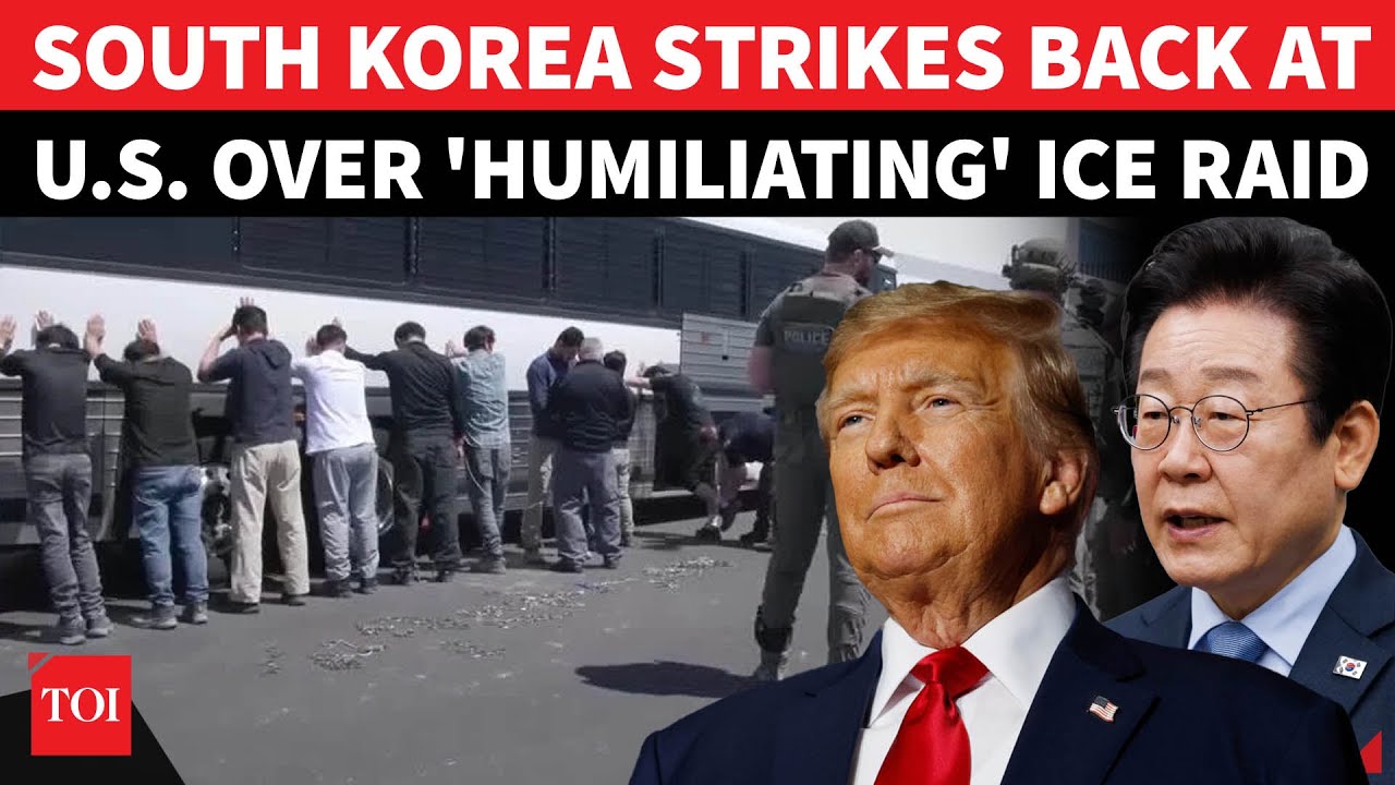 South Korea ATTACKS Trump; Big Clash Over Chaining Of Koreans During ICE  Hyundai Factory Raid