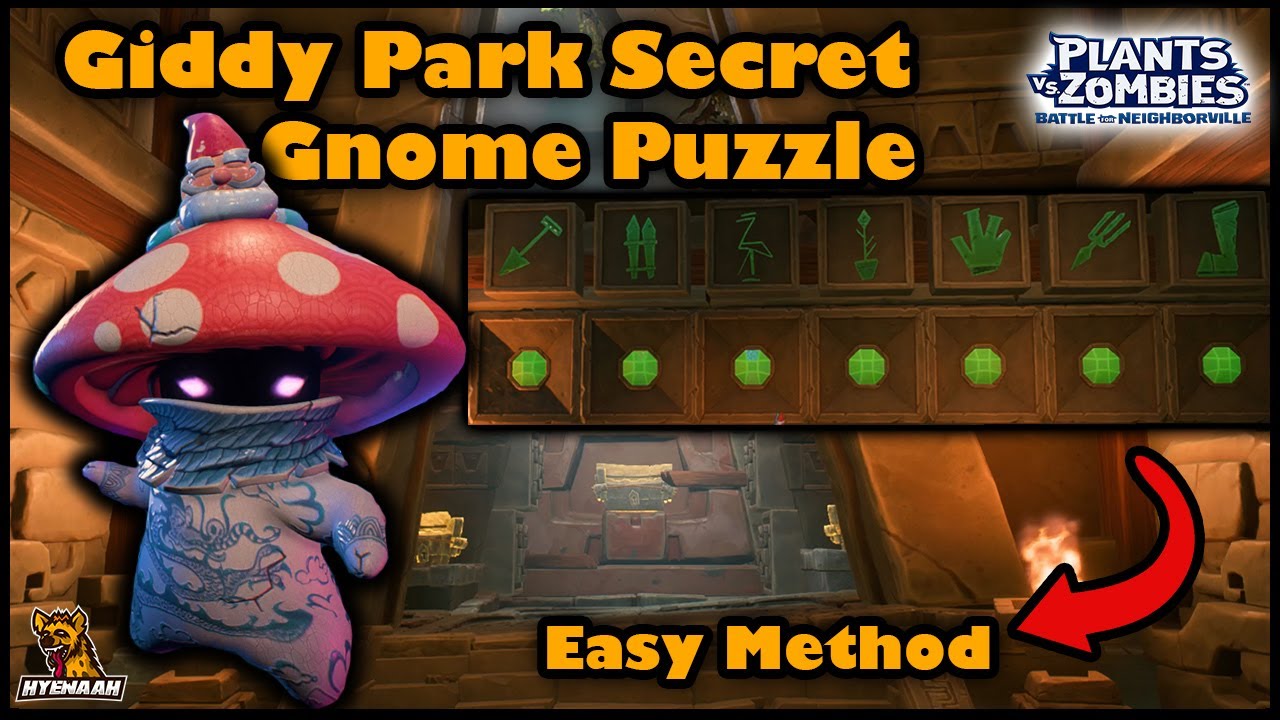 Giddy Park Secret Gnome Puzzle Easy Solving Method - PvZ Battle For Neighbo...