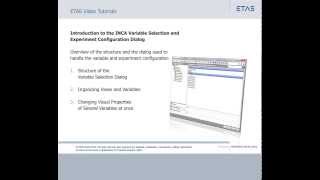 ETAS INCA V7 Variable Selection and Experiment Configuration Dialog