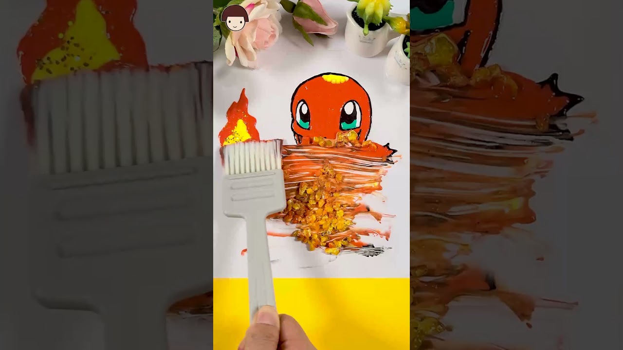 Reverse play ⏪ | Hello Kitty Reverse Painting | Pokemon Charmander With Color Stone!