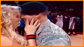 Soldier Surprises Girlfriend During NBA Match And Proposes To Her | Soldier Coming Home
