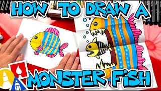 how to draw a monster fish folding surprise
