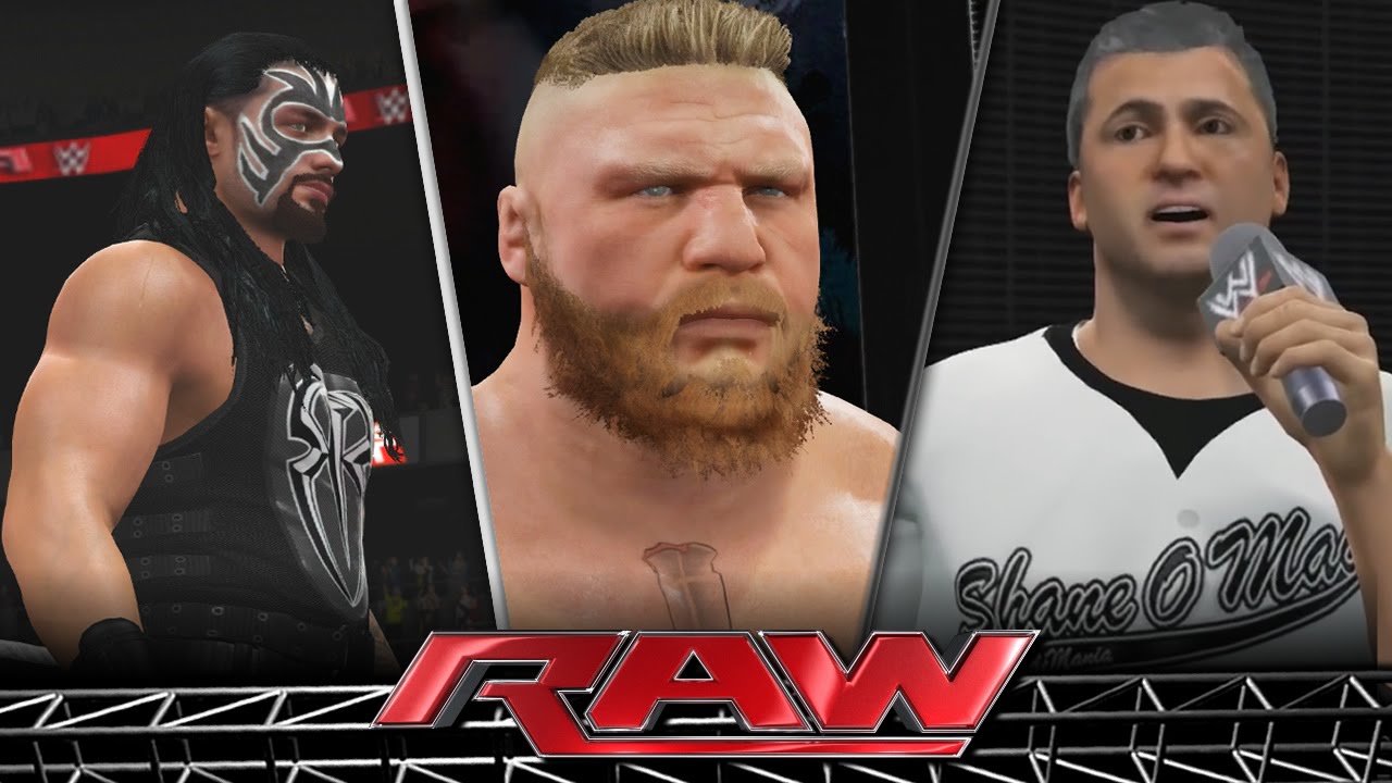WWE RAW 2K16 : BROCK LESNAR RETURNS to SHOCK ROMAN REIGNS (WWE 2K16 PC Mods UFC ATTIRE)