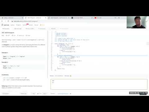242. Valid Anagram - Javascript - Time: O(n) Space: O(n) - Leetcode