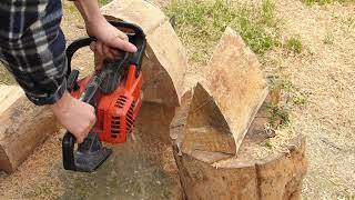 Echo CS 3050 Chainsaw Cutting Pine Blocks 30cc 3/8 Semi Chisel Chain