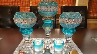 centerpiece ideas: DIY glamorous candleholder centerpiece