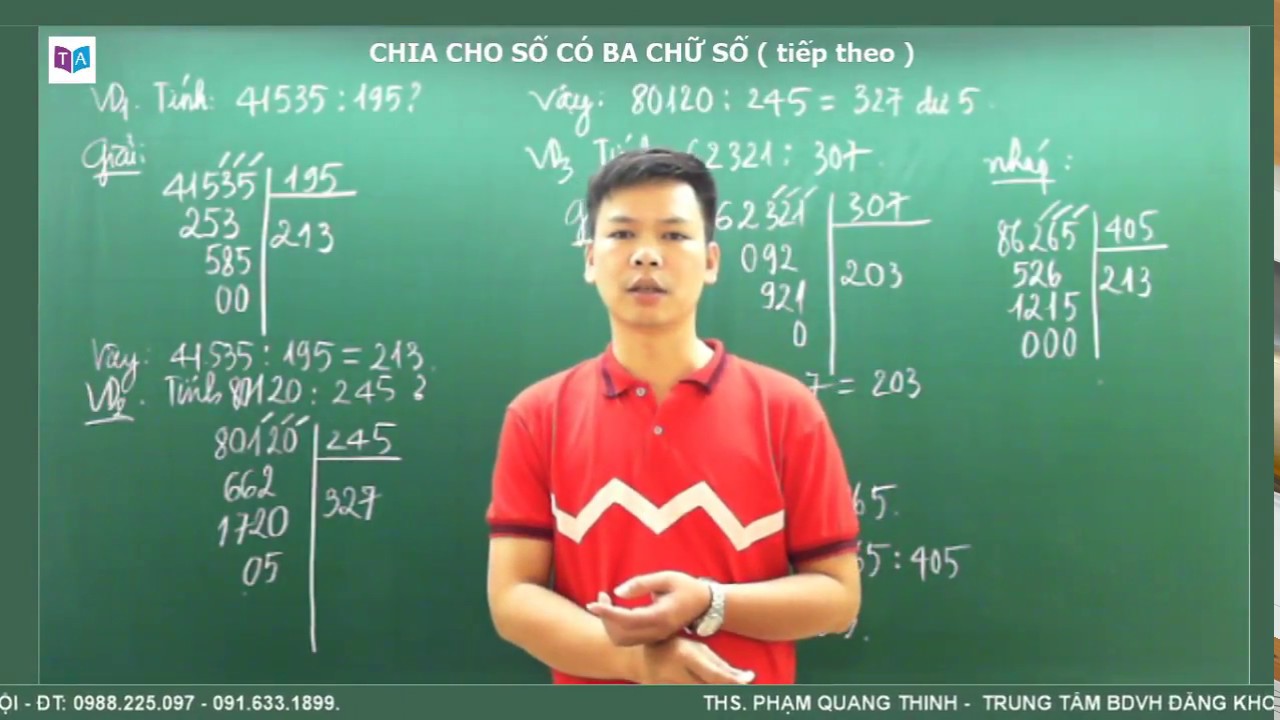 Toán 4 - Chia cho số có ba chữ số (Tiếp theo) - youtube