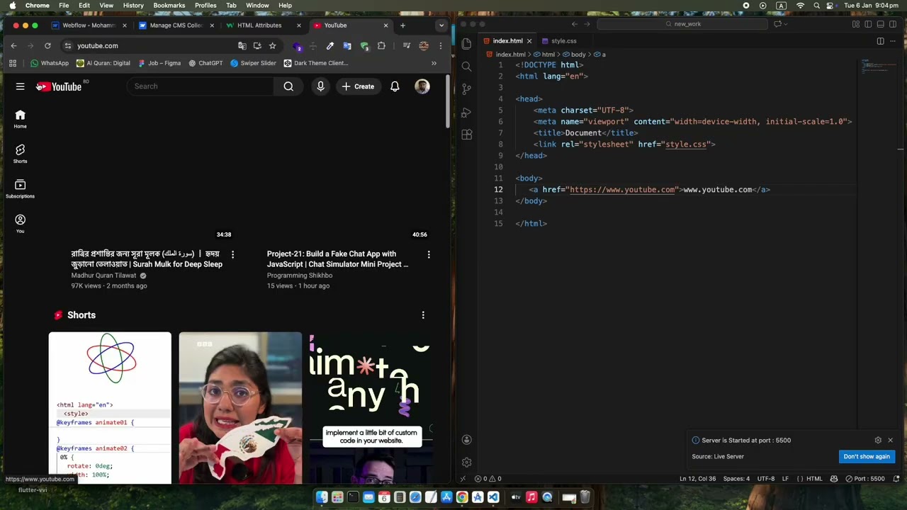 HTML and some CSS use in vs.code 