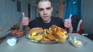 МУКБАНГ ХОТ ДОГ ЧЕШСКИЙ / БУРГЕР / КАРТОШКА ФРИ / FAST FOOD / СЫРНИКИ / EATING Mukbang ASMR АСМР