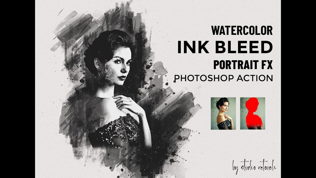 Watercolor Ink Bleed Portrait FX Photoshop Action