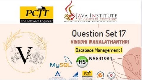 DBMS Question Set 17 || Java Institute | 1st year | Vinudhi Wahalathanthri
