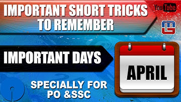 GENERAL AWARENESS SHORT TRICKS | IMPORTANT DAYS OF APRIL | ALL COMPETITIVE EXAMS