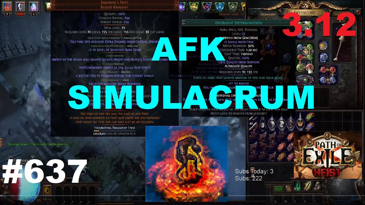 FULLY AFK Simulacrum in 3.12 Heist League With Zombie Aura Stacking Scion - 637