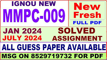 mmpc 009 solved assignment 2024 / mmpc 009 solved assignment 2024 in english / ignou mba mmpc009