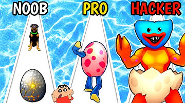 I PLAYING NOOB vs PRO vs HACKER In MONSTER EGG RUN WITH SHINCHAN & CHOP | EGG AREA |