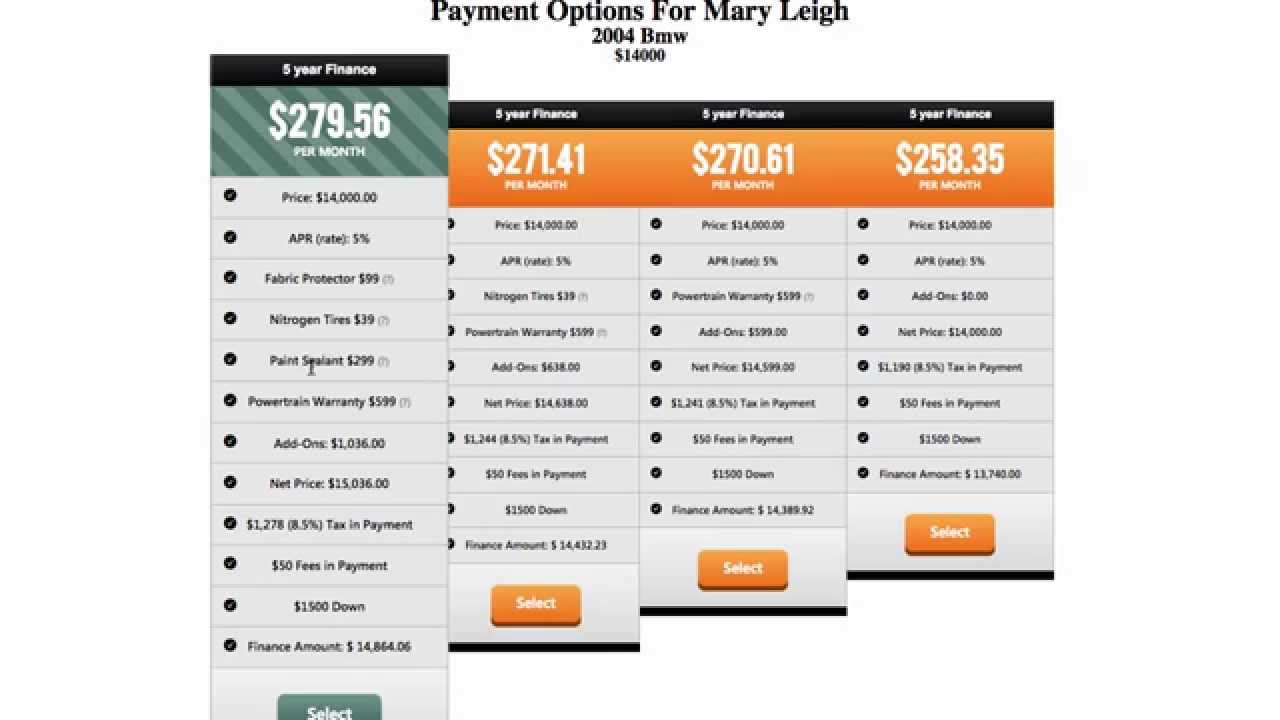 Car Dealer Payment Menu 599 per year YouTube