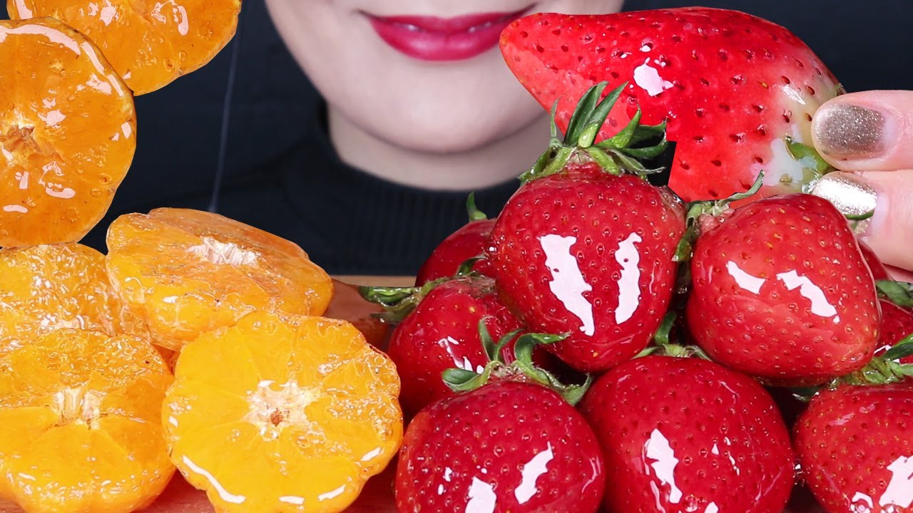 ASMR Tanghulu candied fruits 귤, 딸기 탕후루 먹방 Mukbang Kẹo trái cây フルーツ飴