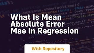 what is mean absolute error mae in regression Profile