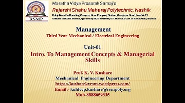 Management  Unit 1  Intro  to Management Concepts & Managerial Skills Lect.03
