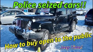 Police seized cars and trucks for sale at the public auction