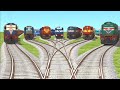 7 TRAIN CROSSING ON WHITE RAILROAD DIAMOND TRACK | Diesel Train | Hamsafar Express | Train Simulator