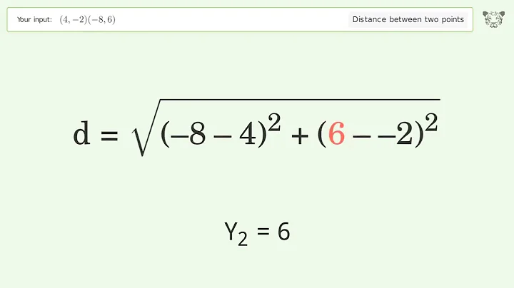 Find the distance between two points p1 (4,-2) and p2 (-8,6): Step-by-Step Video Solution